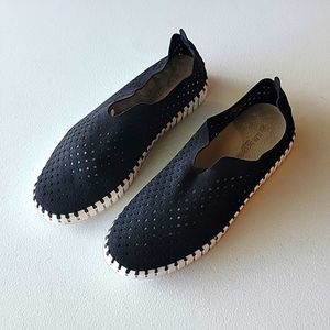 Ilse Jacobsen Tulip Black Perforated Slip On Sneakers, Size 40